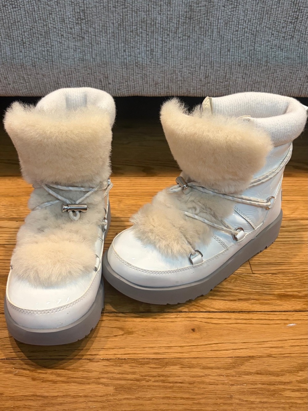 UGG White Faux Fur Trim Winter Waterproof Boots